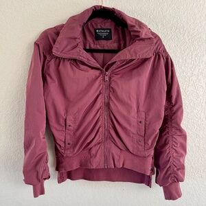 Athleta Point Reyes Bomber II Jacket XS – Wine Ruched Activewear Bomber
